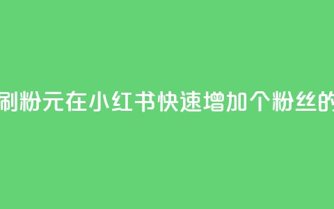 1元小红书秒刷1000粉 - 1元在小红书快速增加1000个粉丝的方法! 第1张