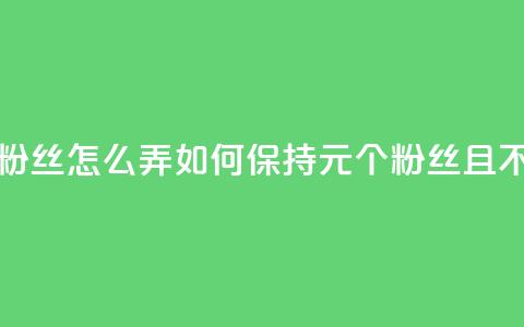 1元3000粉丝不掉粉丝怎么弄 - 如何保持1元3000个粉丝且不流失？。 第1张