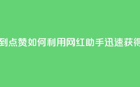 网红助手秒到点赞 - 如何利用网红助手迅速获得点赞？。 第1张