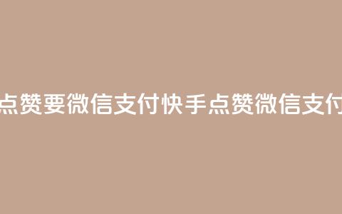 快手点赞要微信支付(快手点赞微信支付指南) 第1张