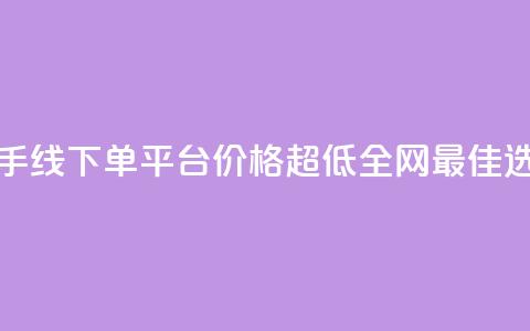 快手线下单平台价格超低全网最佳选择 第1张