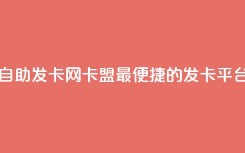 自助发卡网卡盟——最便捷的发卡平台 第1张