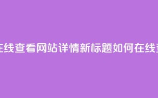 原标题：用QQ空间访客量在线查看网站详情新标题：如何在线查看网站的QQ空间访客量