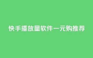 快手10000播放量软件一元购推荐