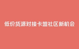 低价货源对接：卡盟社区新机会