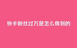 快手粉丝过万是怎么做到的,快手刷播放秒到 - ks便宜24小时业务 - qq买点赞1毛10000赞