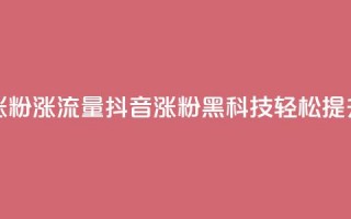 黑科技抖音涨粉涨流量(抖音涨粉黑科技，轻松提升流量)