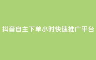 抖音自主下单24小时快速推广平台