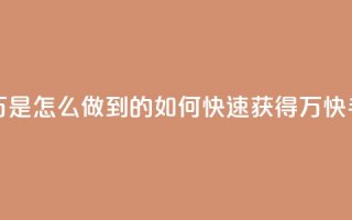 快手粉丝过万是怎么做到的(如何快速获得1万快手粉丝)