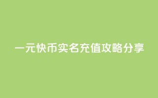 一元10快币实名充值攻略分享