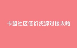 卡盟社区低价货源对接攻略