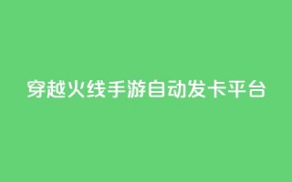 穿越火线手游自动发卡平台 - 穿越火线手游发卡平台自动发卡服务优势！