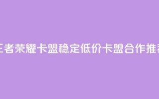 王者荣耀卡盟 稳定低价卡盟合作推荐