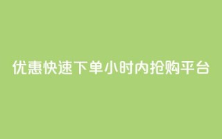 优惠快速下单：24小时内抢购平台