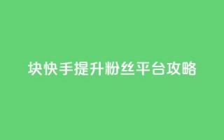 1块快手提升10000粉丝平台攻略