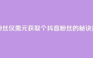 1元500个抖音粉丝 - 仅需1元获取500个抖音粉丝的秘诀揭秘。