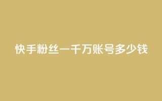 快手粉丝一千万账号多少钱,dy业务自助下单软件 - 自助云商城app软件 - 抖音千川投放最低300