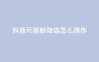 抖音1元涨粉1000，微信怎么操作？