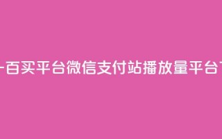 一元一百买平台微信支付 - b站播放量平台