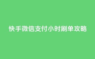 快手微信支付24小时刷单攻略