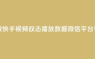 获取快手视频双击播放数据微信平台订单