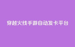 穿越火线手游自动发卡平台 - 穿越火线手游发卡平台自动发卡服务优势！