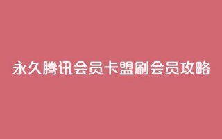 永久腾讯会员卡盟刷会员攻略