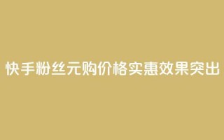 快手1000粉丝1元购：价格实惠，效果突出