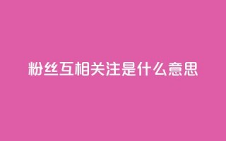 粉丝互相关注是什么意思 - 粉丝互相关注的含义是什么~