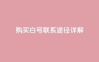 购买dy白号联系途径详解