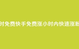 24小时免费快手免费涨1w(24小时内快速涨1w粉丝)