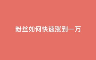 粉丝如何快速涨到一万 - 快速提升粉丝数量至一万的有效策略！