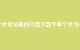 微信卡盟24小时下单平台 - 最便捷的微信卡盟下单平台，可24小时快速下单~