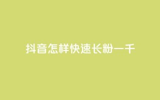 抖音怎样快速长粉一千 - 如何快速增加抖音粉丝量至一千？!