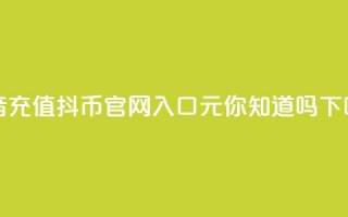 抖音充值抖币官网入口1元，你知道吗？