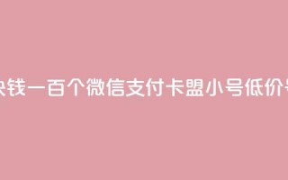 快手一块钱一百个微信支付 - 卡盟qq小号低价号