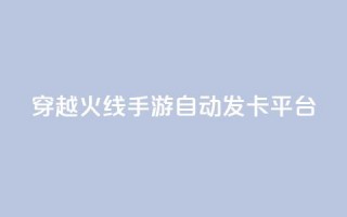 穿越火线手游自动发卡平台 - 穿越火线手游发卡平台自动发卡服务优势！